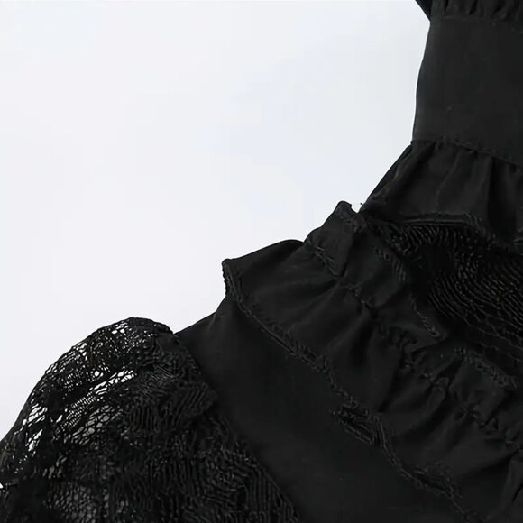 Victorian-Inspired Lace & Layered Ruffled Collar Blouse - Picture 4 of 4